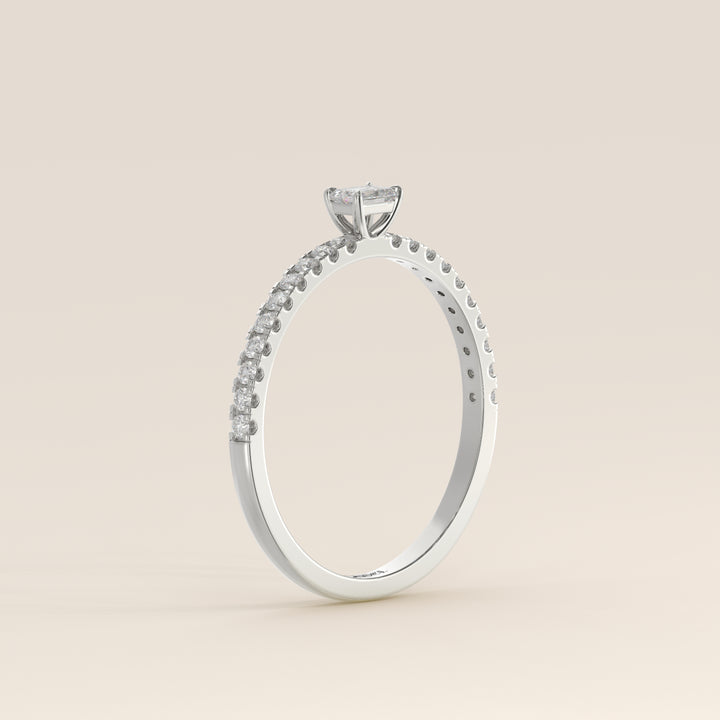 Julie - Emerald Lab Grown Diamond Ring with Pave Band