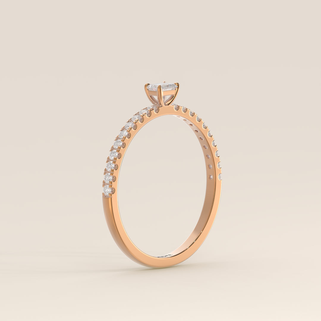 Julie - Emerald Lab Grown Diamond Ring with Pave Band