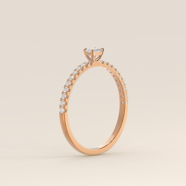 Julie - Emerald Lab Grown Diamond Ring with Pave Band