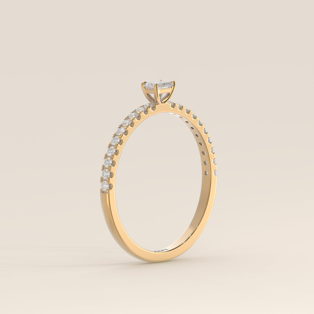 Julie - Emerald Lab Grown Diamond Ring with Pave Band