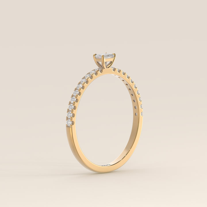 Julie - Emerald Lab Grown Diamond Ring with Pave Band