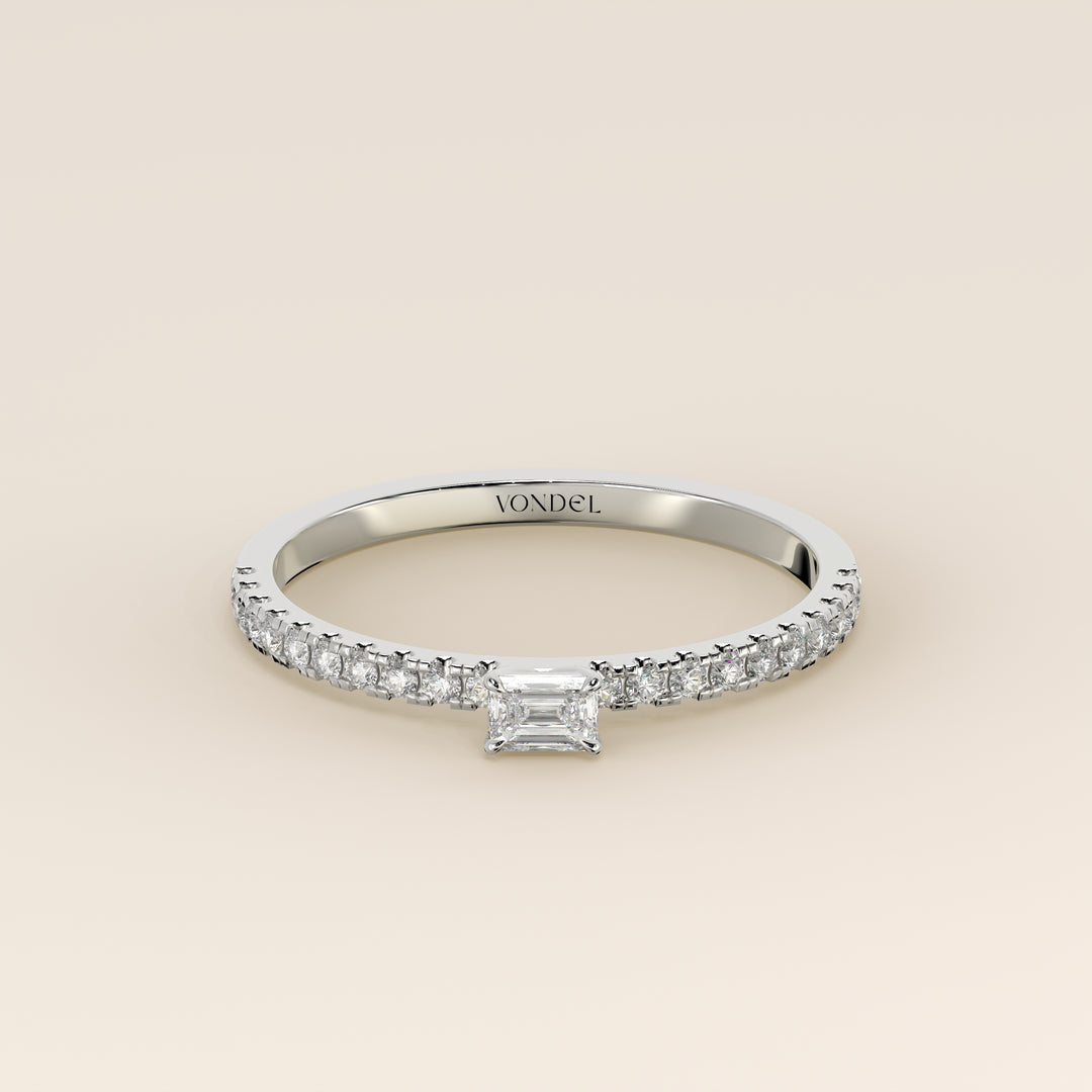 Julie - Emerald Lab Grown Diamond Ring with Pave Band