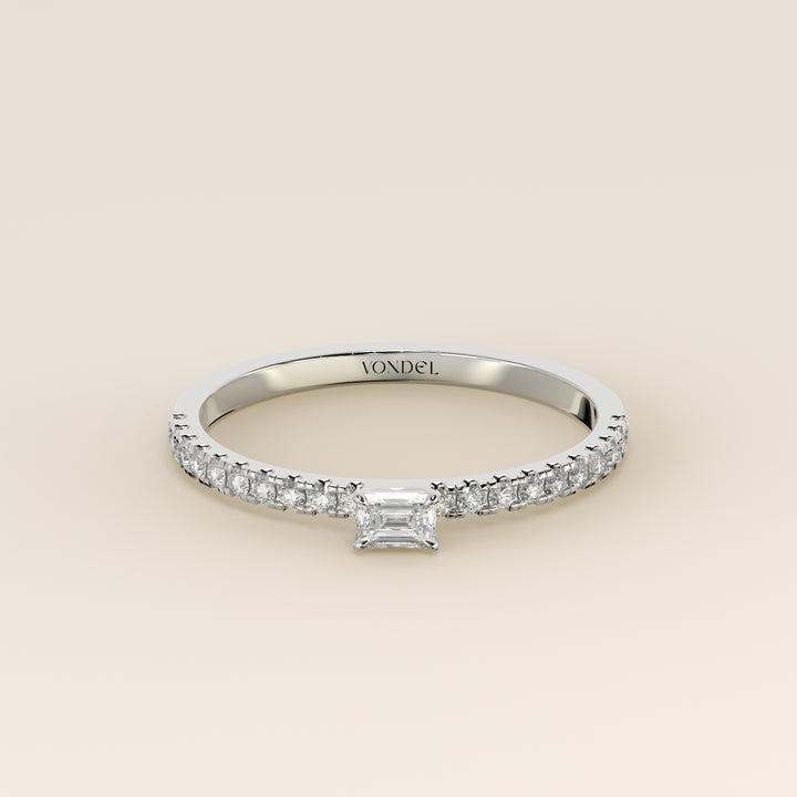 Julie - Emerald Lab Grown Diamond Ring with Pave Band