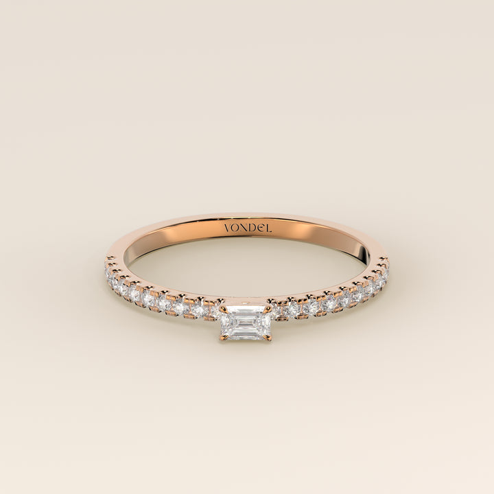 Julie - Emerald Lab Grown Diamond Ring with Pave Band