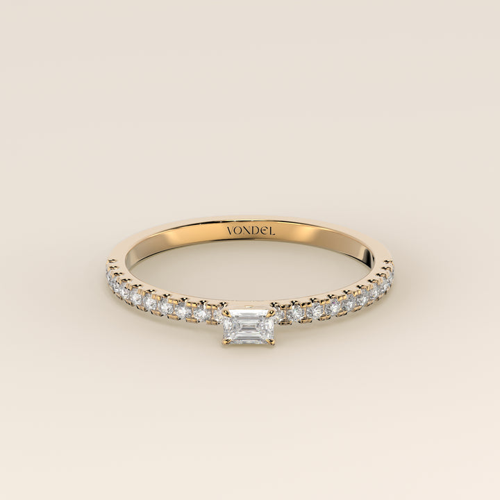 Julie - Emerald Lab Grown Diamond Ring with Pave Band