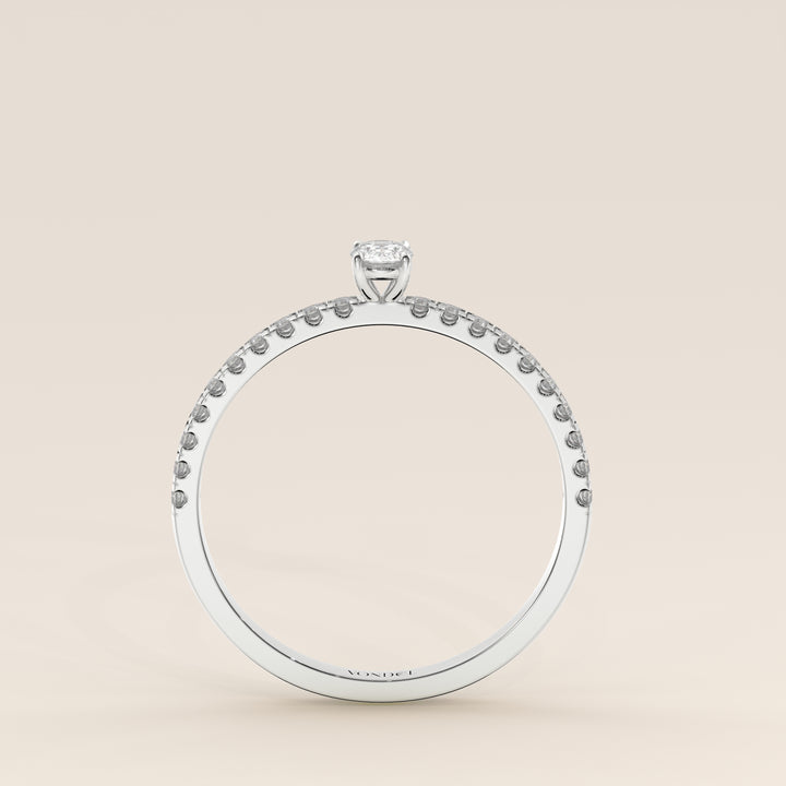 Julie - Oval Lab Grown Diamond Ring with Pave Band