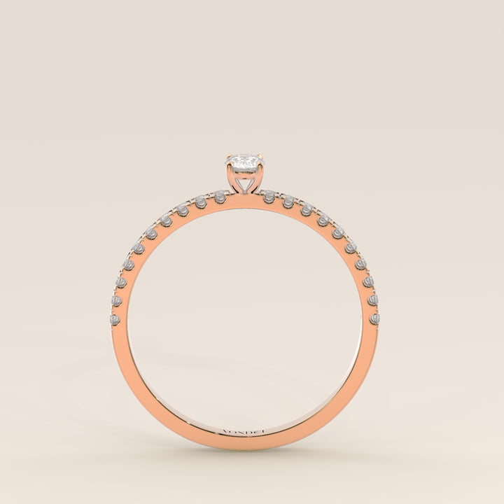 Julie - Oval Lab Grown Diamond Ring with Pave Band