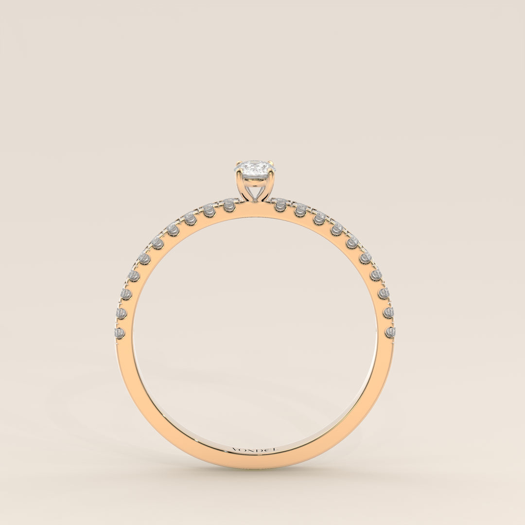 Julie - Oval Lab Grown Diamond Ring with Pave Band
