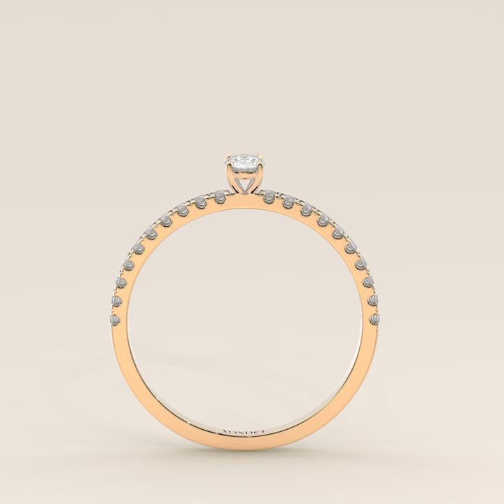 Julie - Oval Lab Grown Diamond Ring with Pave Band