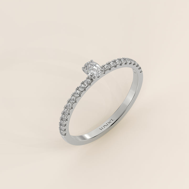 Julie - Oval Lab Grown Diamond Ring with Pave Band