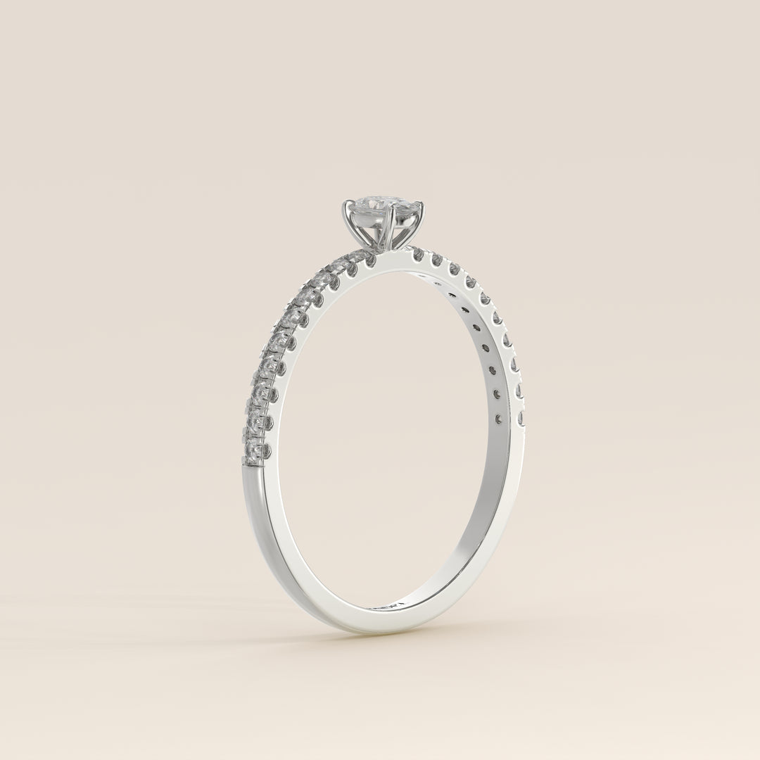 Julie - Oval Lab Grown Diamond Ring with Pave Band