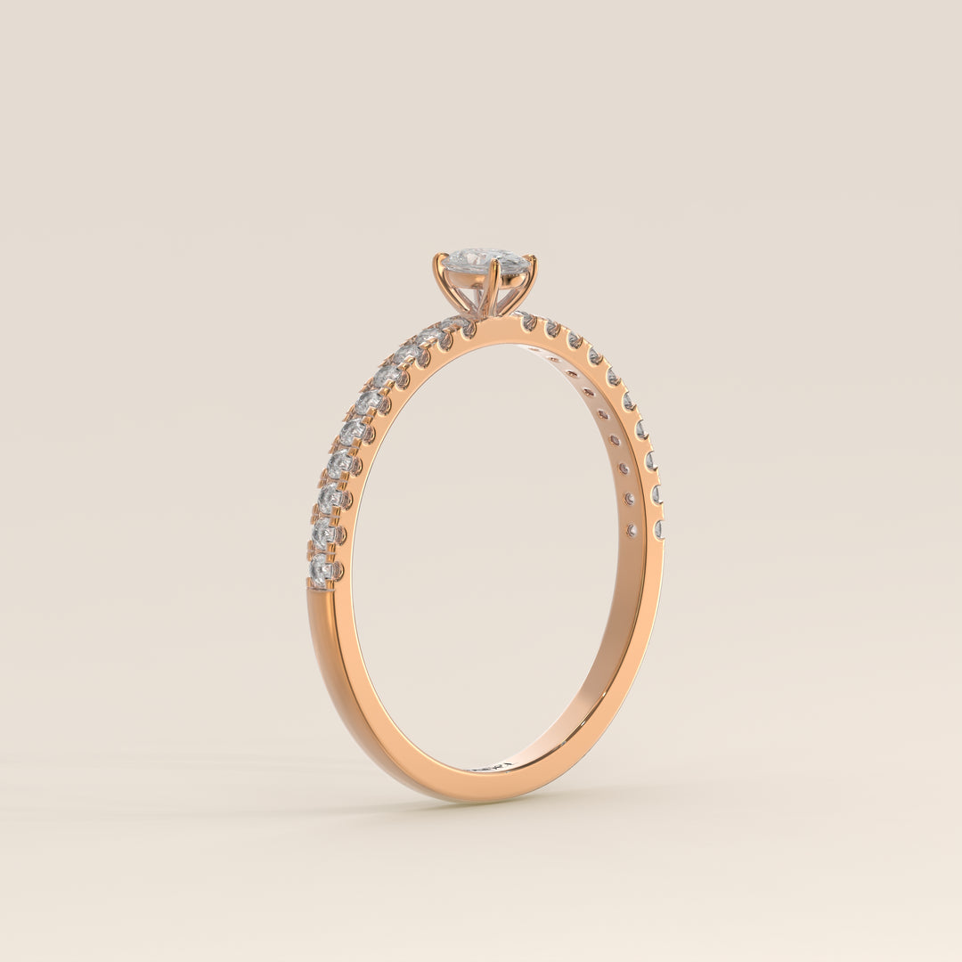 Julie - Oval Lab Grown Diamond Ring with Pave Band