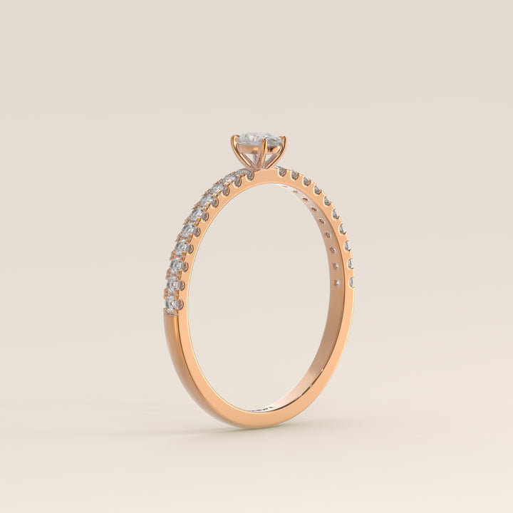 Julie - Oval Lab Grown Diamond Ring with Pave Band