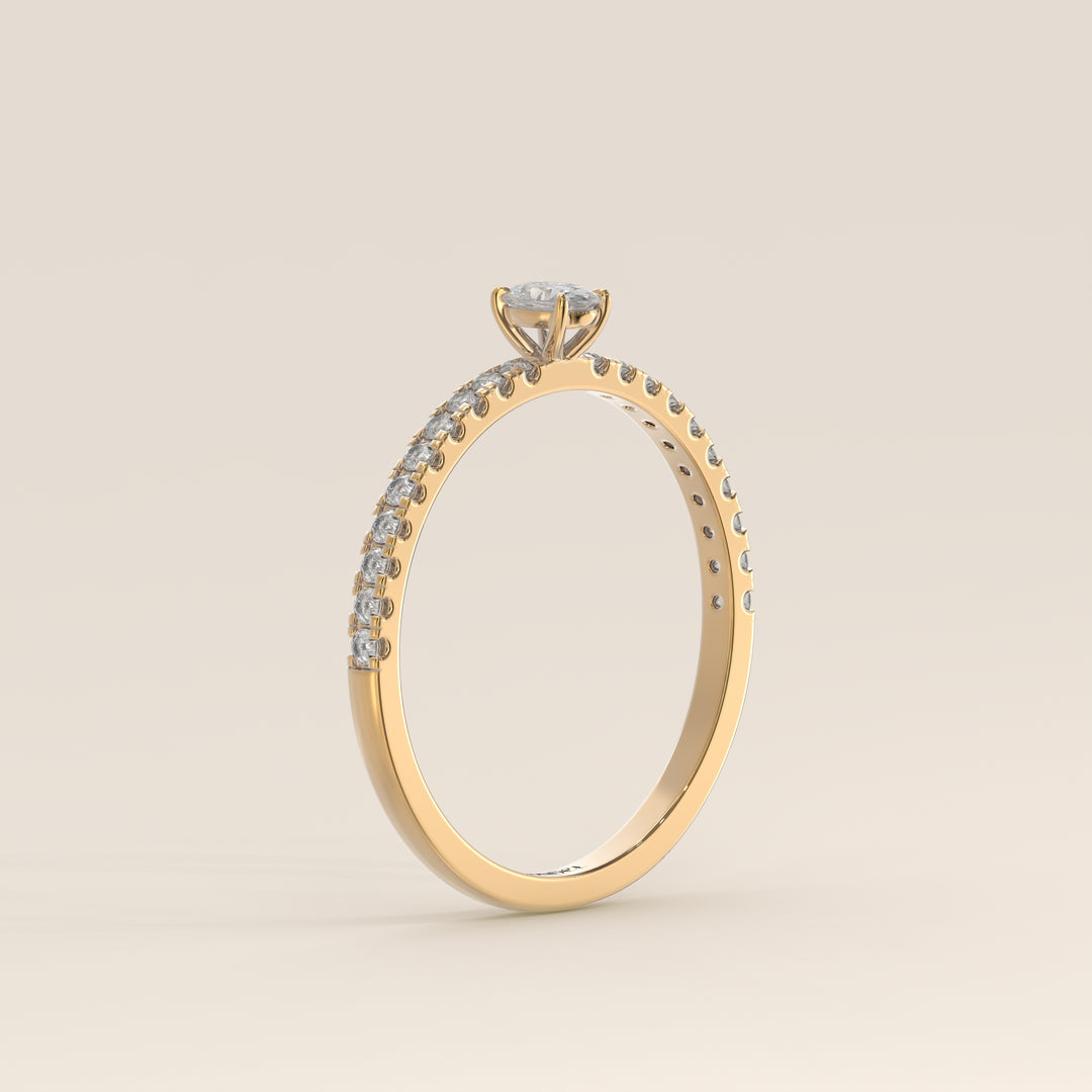 Julie - Oval Lab Grown Diamond Ring with Pave Band