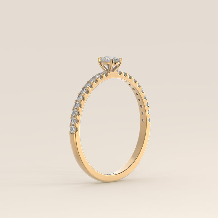 Julie - Oval Lab Grown Diamond Ring with Pave Band