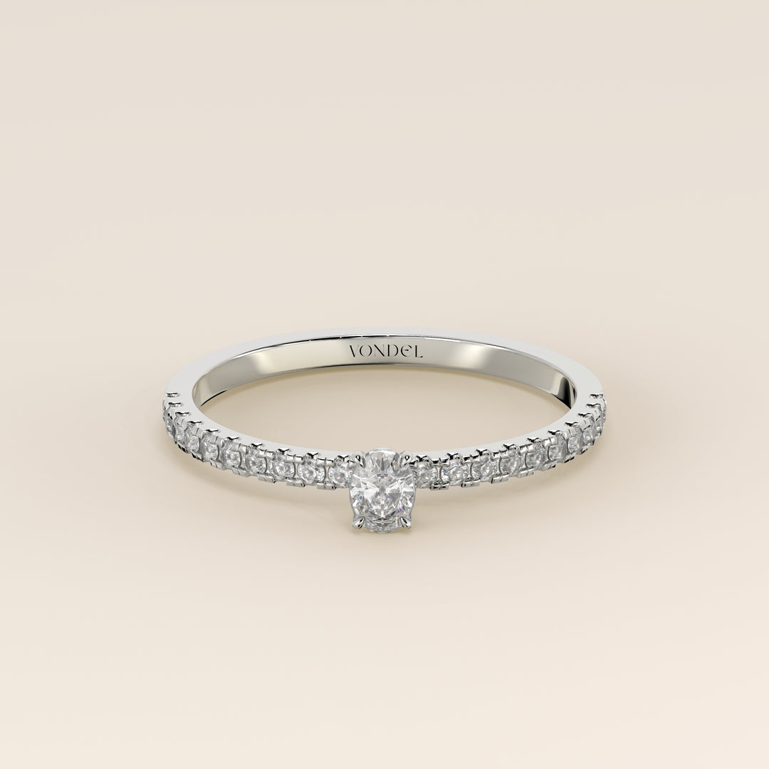 Julie - Oval Lab Grown Diamond Ring with Pave Band