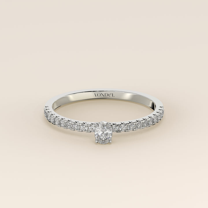 Julie - Oval Lab Grown Diamond Ring with Pave Band