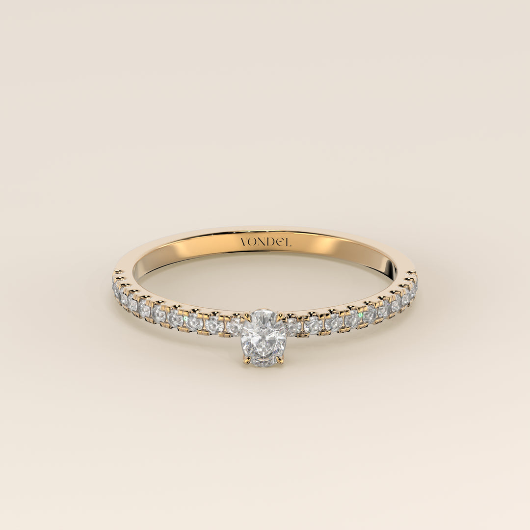 Julie - Oval Lab Grown Diamond Ring with Pave Band