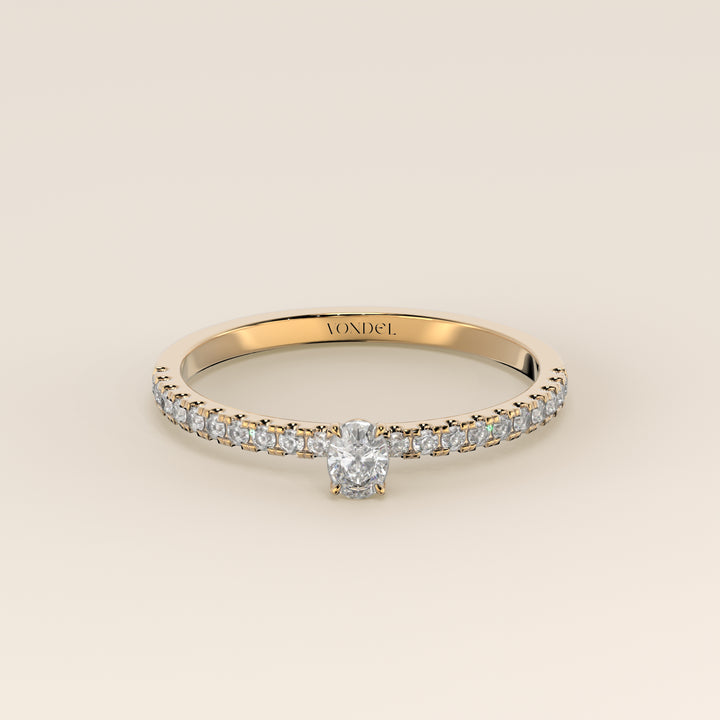 Julie - Oval Lab Grown Diamond Ring with Pave Band