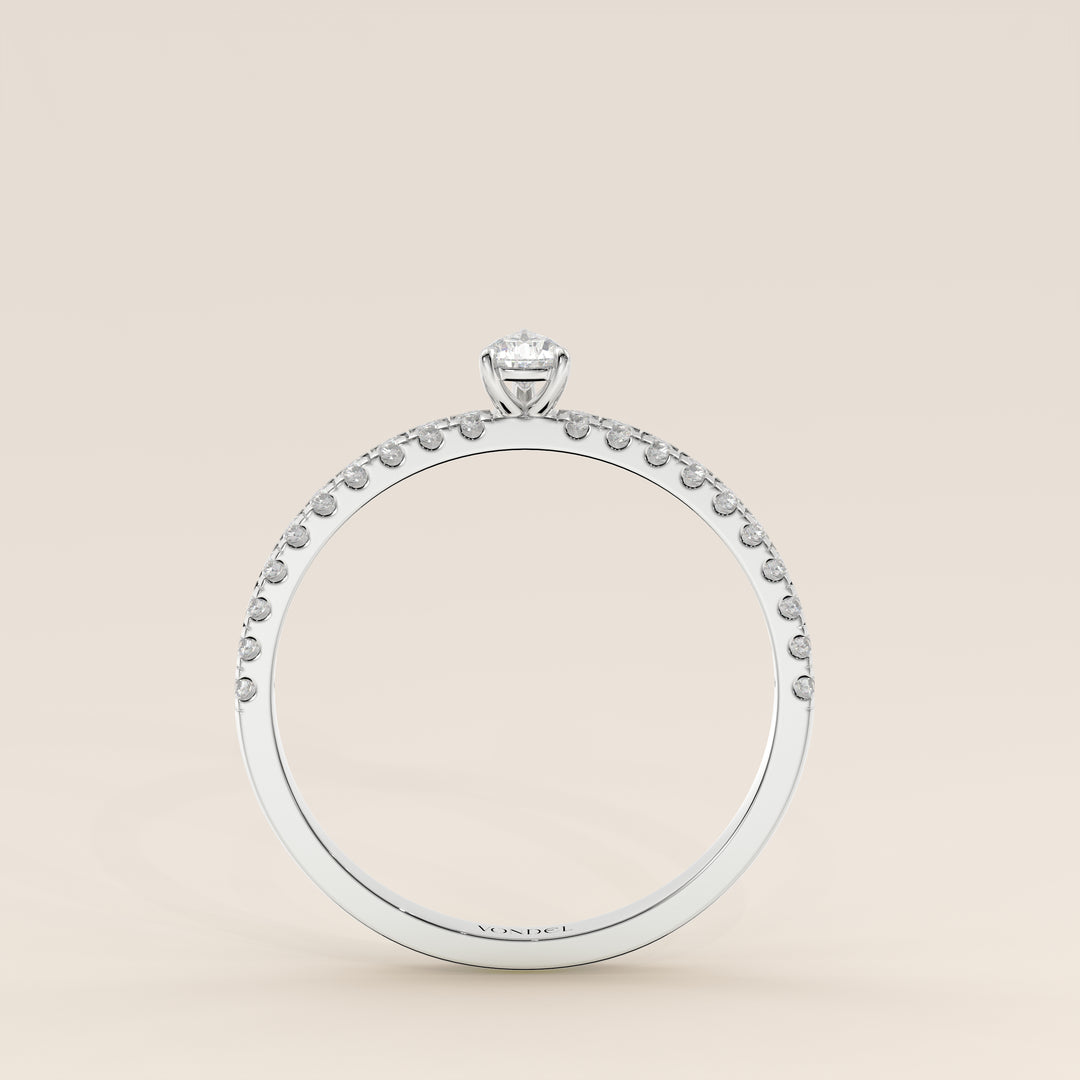 Julie - Pear Lab Grown Diamond Ring with Pave Band