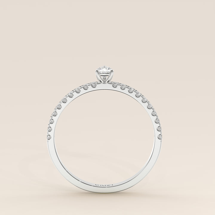 Julie - Pear Lab Grown Diamond Ring with Pave Band