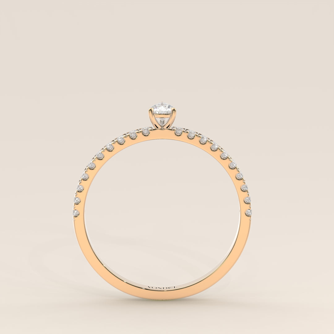 Julie - Pear Lab Grown Diamond Ring with Pave Band