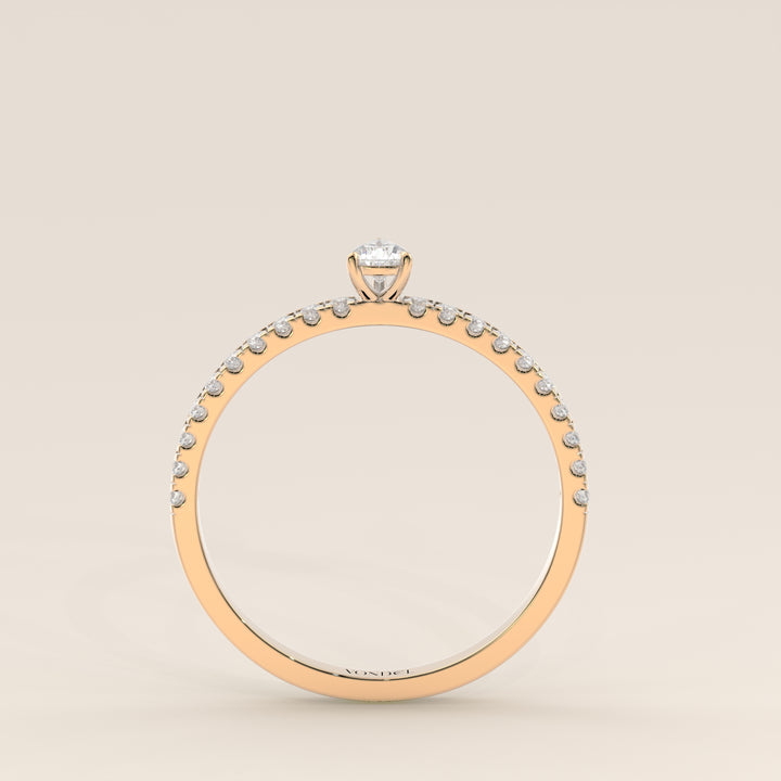 Julie - Pear Lab Grown Diamond Ring with Pave Band