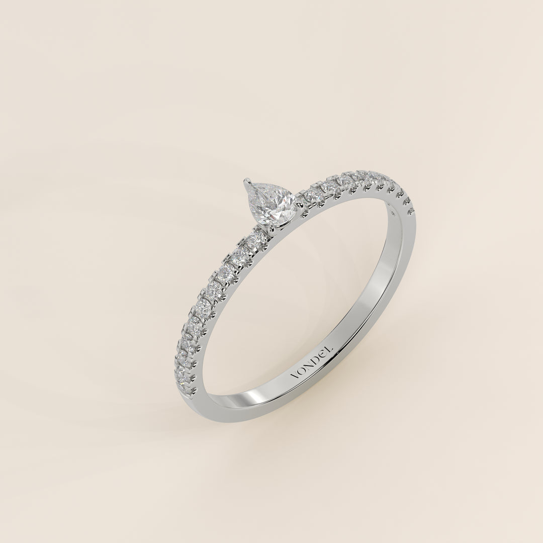 Julie - Pear Lab Grown Diamond Ring with Pave Band