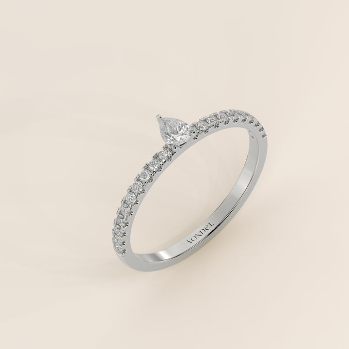 Julie - Pear Lab Grown Diamond Ring with Pave Band