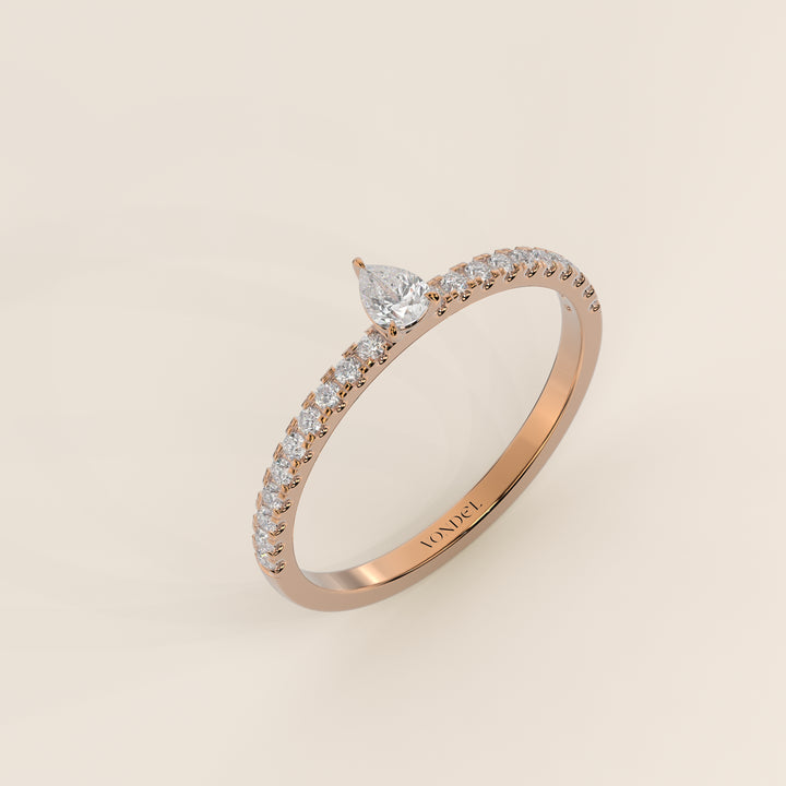 Julie - Pear Lab Grown Diamond Ring with Pave Band