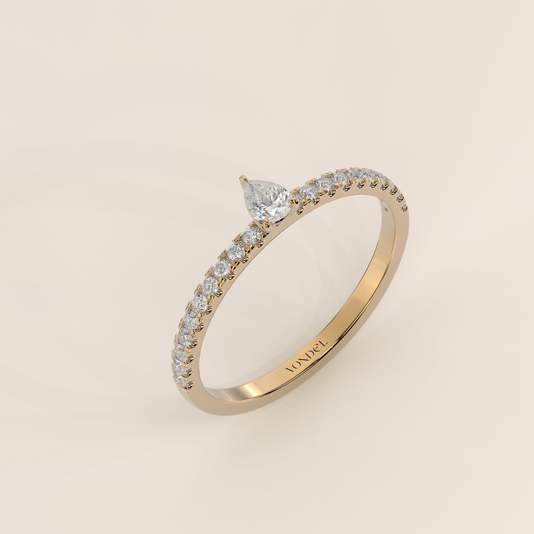 Julie - Pear Lab Grown Diamond Ring with Pave Band