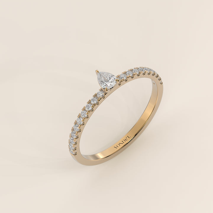 Julie - Pear Lab Grown Diamond Ring with Pave Band