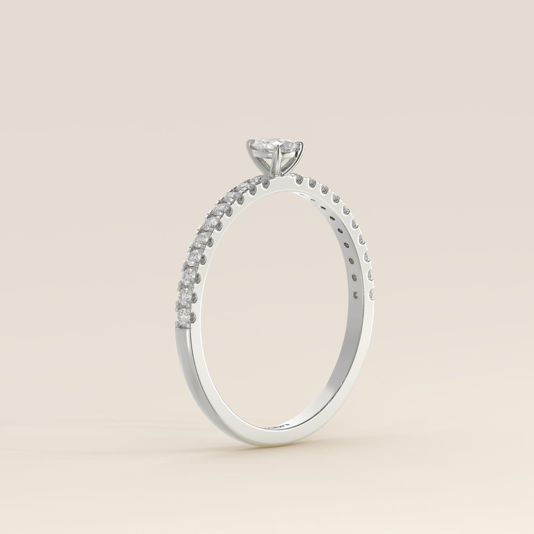 Julie - Pear Lab Grown Diamond Ring with Pave Band