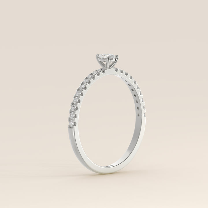 Julie - Pear Lab Grown Diamond Ring with Pave Band
