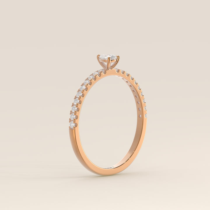 Julie - Pear Lab Grown Diamond Ring with Pave Band