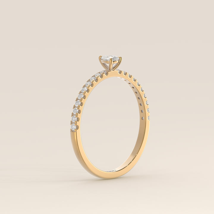 Julie - Pear Lab Grown Diamond Ring with Pave Band
