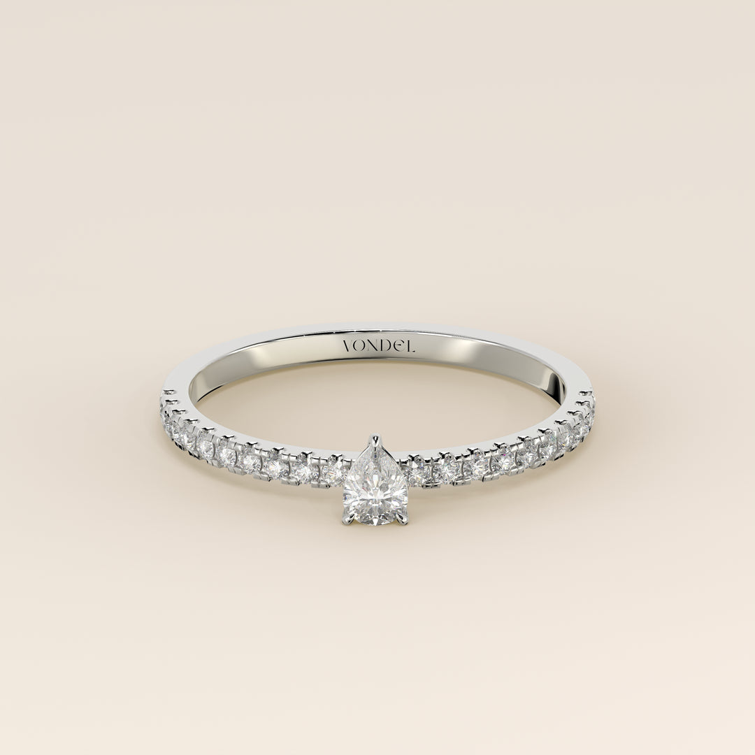Julie - Pear Lab Grown Diamond Ring with Pave Band
