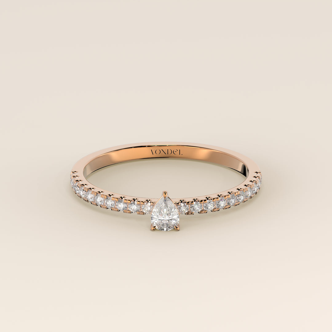 Julie - Pear Lab Grown Diamond Ring with Pave Band