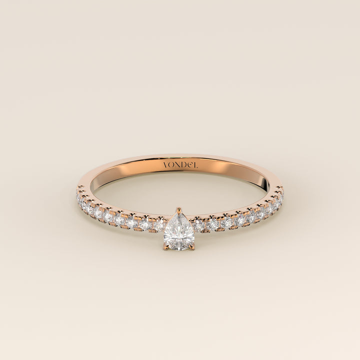 Julie - Pear Lab Grown Diamond Ring with Pave Band