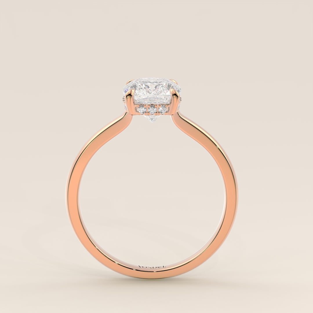 Katy - Elongated Cushion Lab Grown Diamond Ring with Hidden Halo and Open Bridge Setting