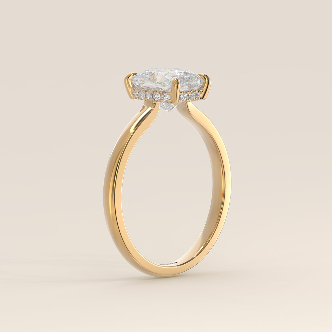 Katy - Elongated Cushion Lab Grown Diamond Ring with Hidden Halo and Open Bridge Setting