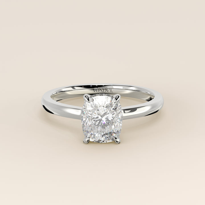 Katy - Elongated Cushion Lab Grown Diamond Ring with Hidden Halo and Open Bridge Setting