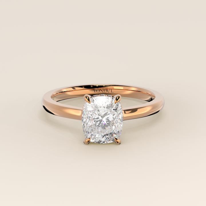 Katy - Elongated Cushion Lab Grown Diamond Ring with Hidden Halo and Open Bridge Setting