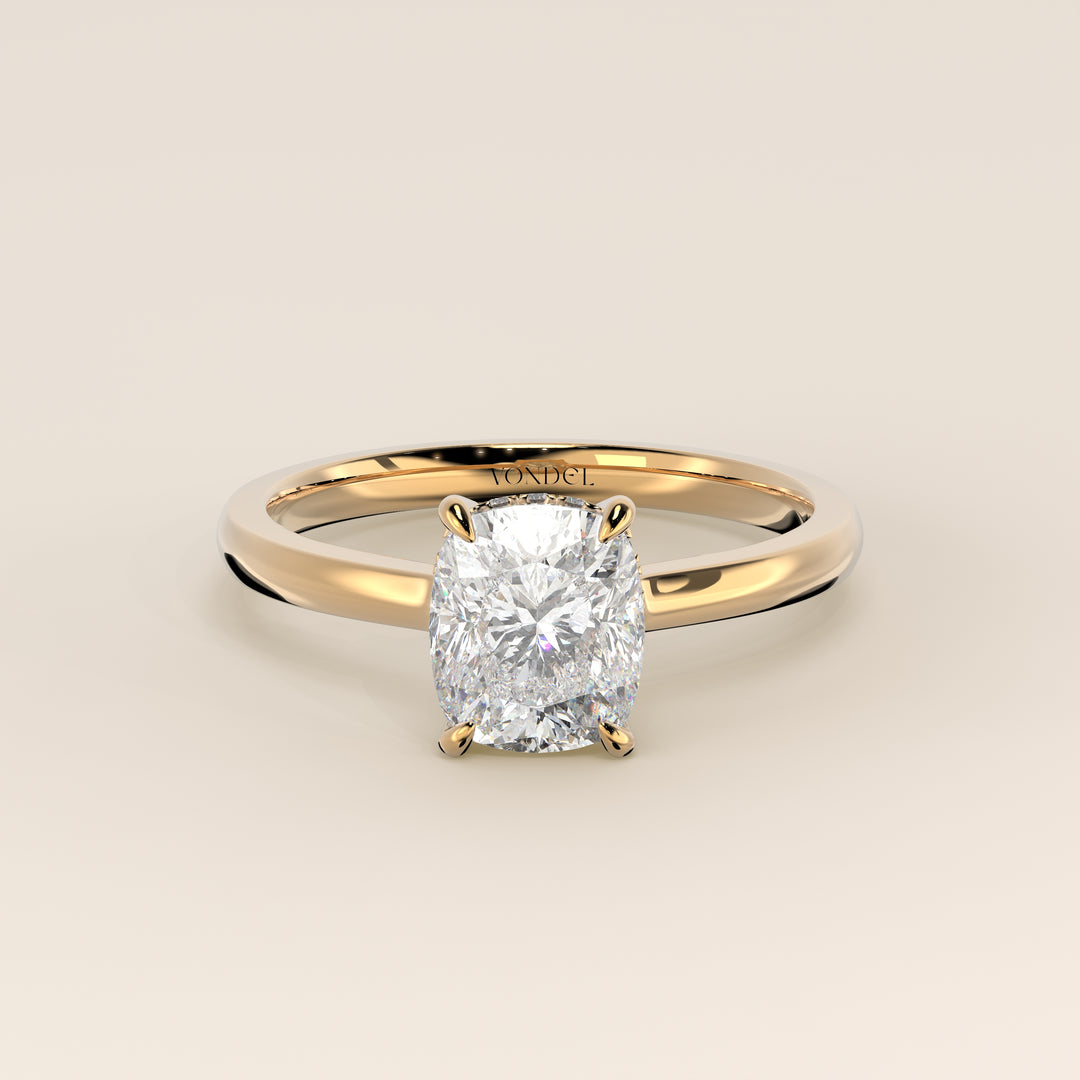 Katy - Elongated Cushion Lab Grown Diamond Ring with Hidden Halo and Open Bridge Setting