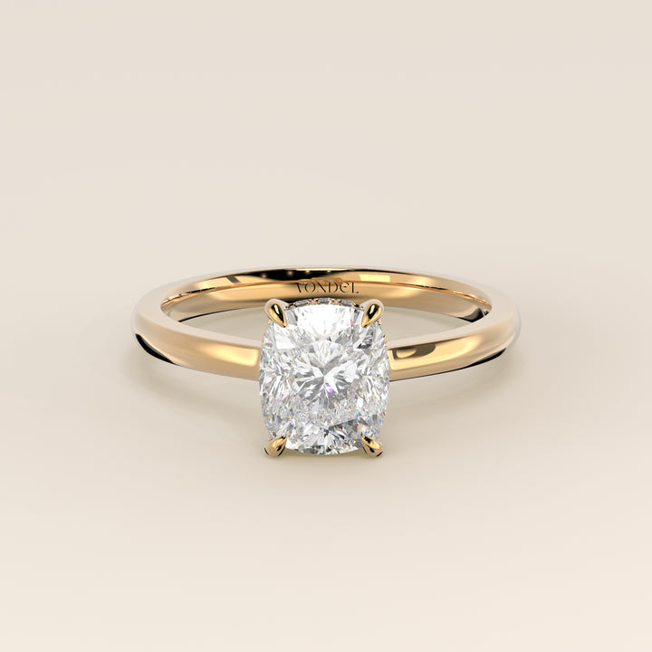 Katy - Elongated Cushion Lab Grown Diamond Ring with Hidden Halo and Open Bridge Setting