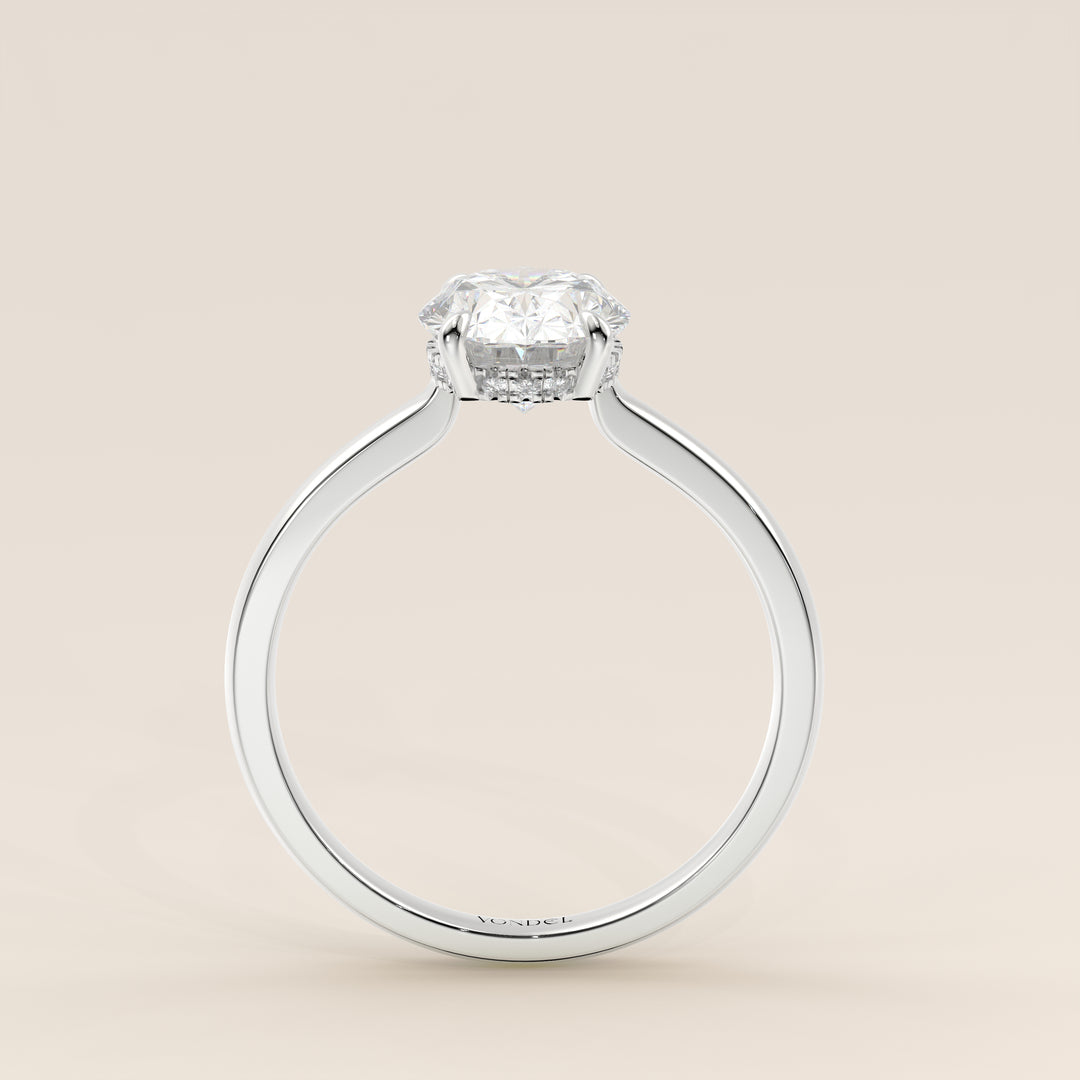 Katy - Oval Lab Grown Diamond Ring with Hidden Halo and Open Bridge Setting
