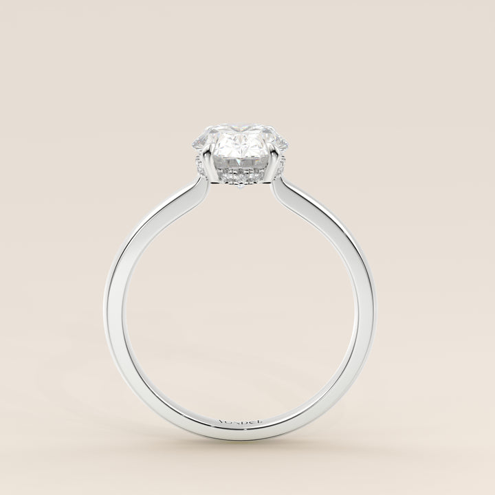 Katy - Oval Lab Grown Diamond Ring with Hidden Halo and Open Bridge Setting