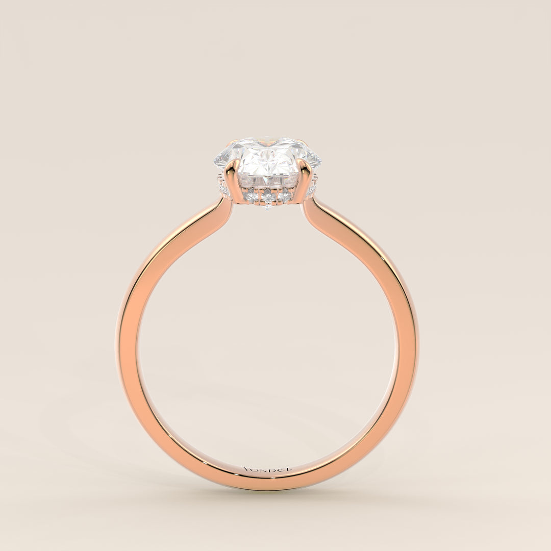 Katy - Oval Lab Grown Diamond Ring with Hidden Halo and Open Bridge Setting