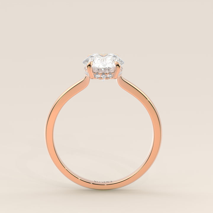 Katy - Oval Lab Grown Diamond Ring with Hidden Halo and Open Bridge Setting