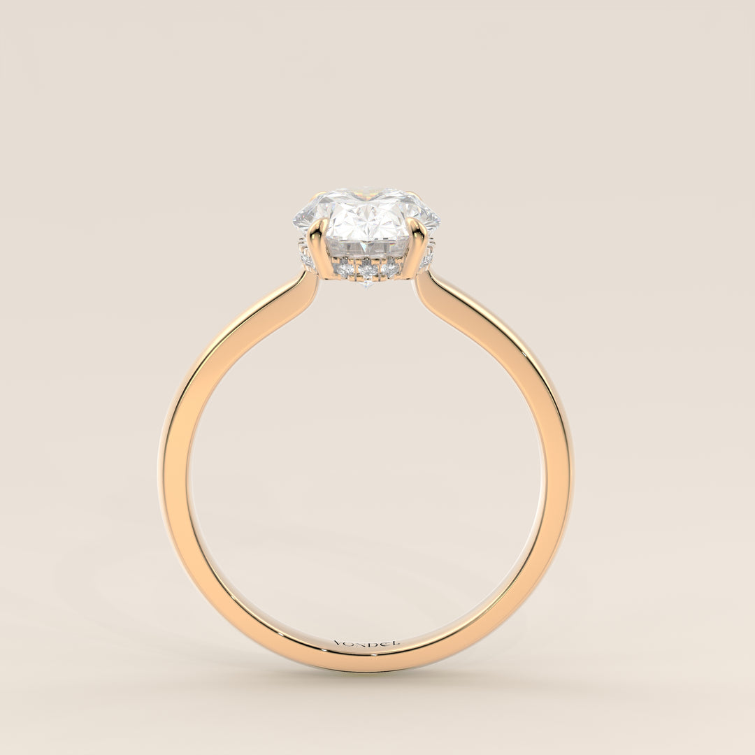 Katy - Oval Lab Grown Diamond Ring with Hidden Halo and Open Bridge Setting